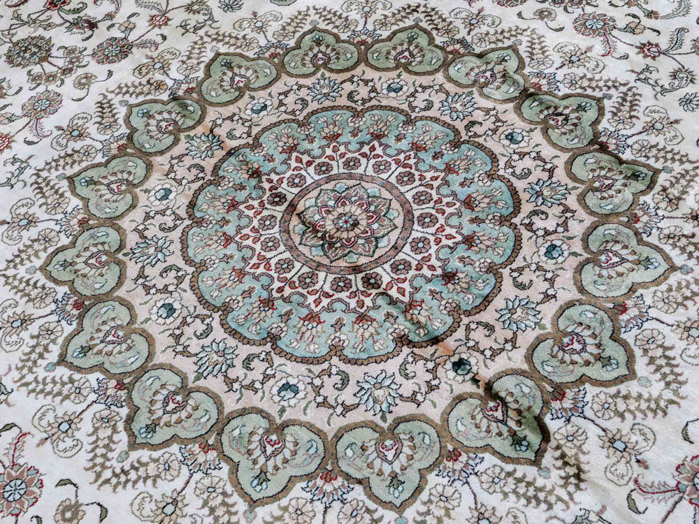 Seidenteppich - China Seide rund  - 303 x 303 cm - beige