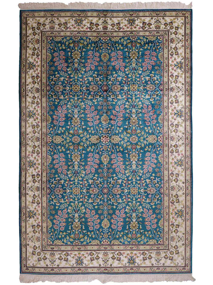Silk Rug - Chinese Silk - 242 x 155 cm - petrol blue