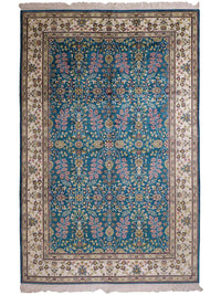 Silk Rug - Chinese Silk - 242 x 155 cm - petrol blue