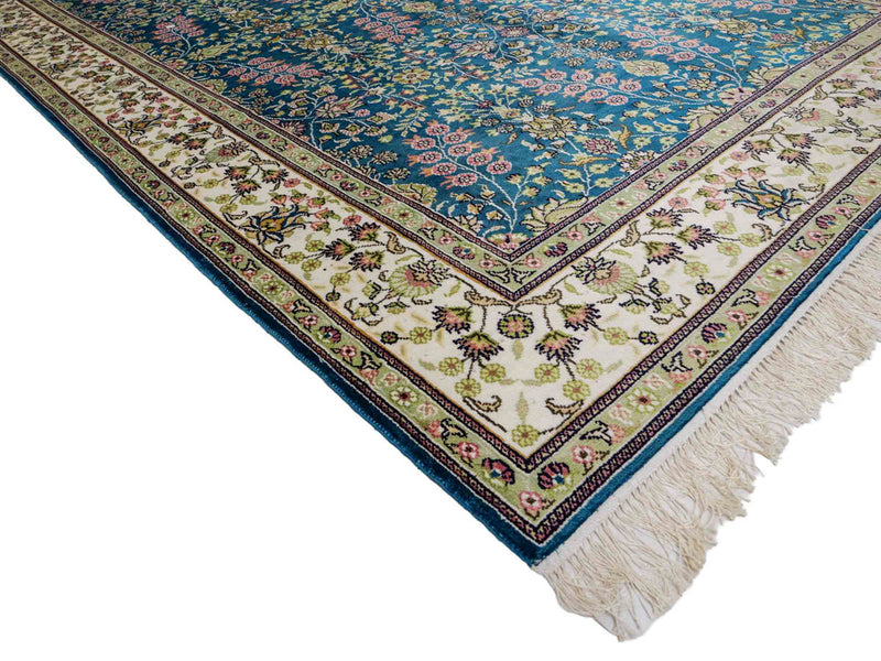Silk Rug - Chinese Silk - 242 x 155 cm - petrol blue