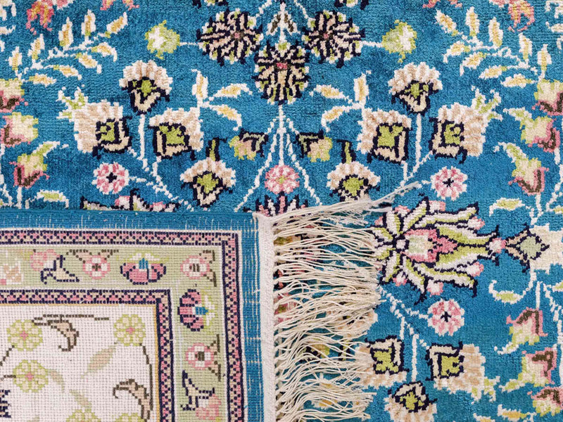 Silk Rug - Chinese Silk - 242 x 155 cm - petrol blue