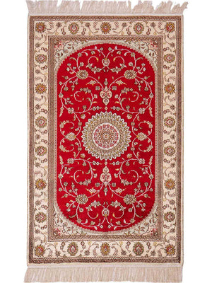 Silk Rug - Chinese Silk - 122 x 76 cm - red