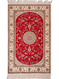 Silk Rug - Chinese Silk - 122 x 76 cm - red