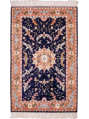 Silk Rug - Chinese Silk - 123 x 78 cm - dark blue