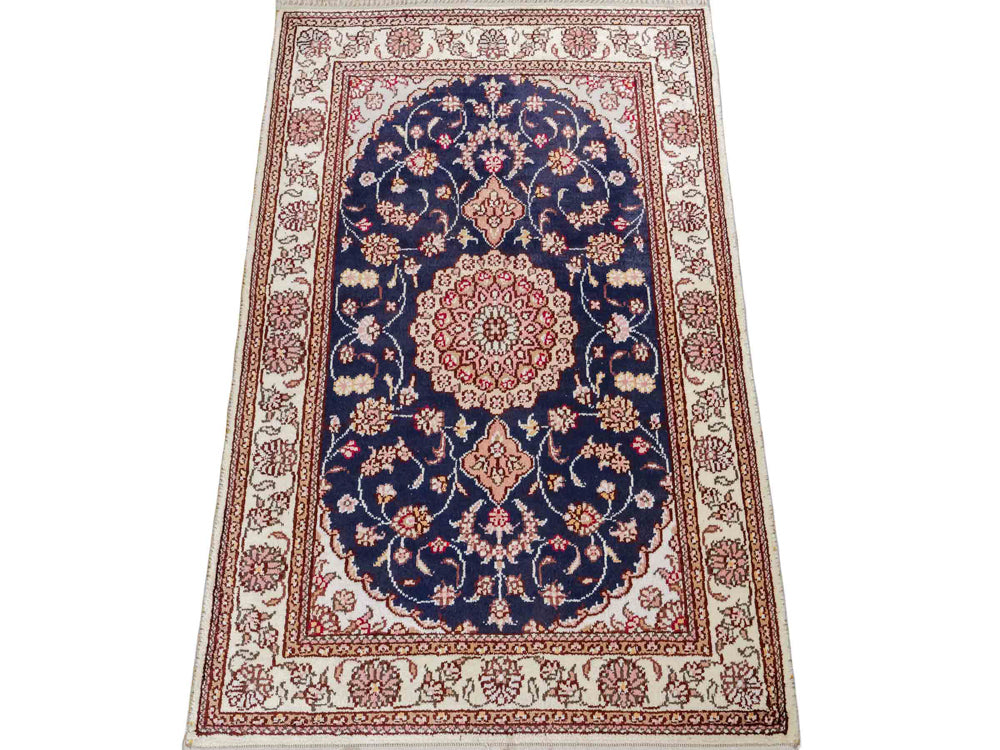 Seidenteppich - China Seide - 92 x 62 cm - dunkelblau