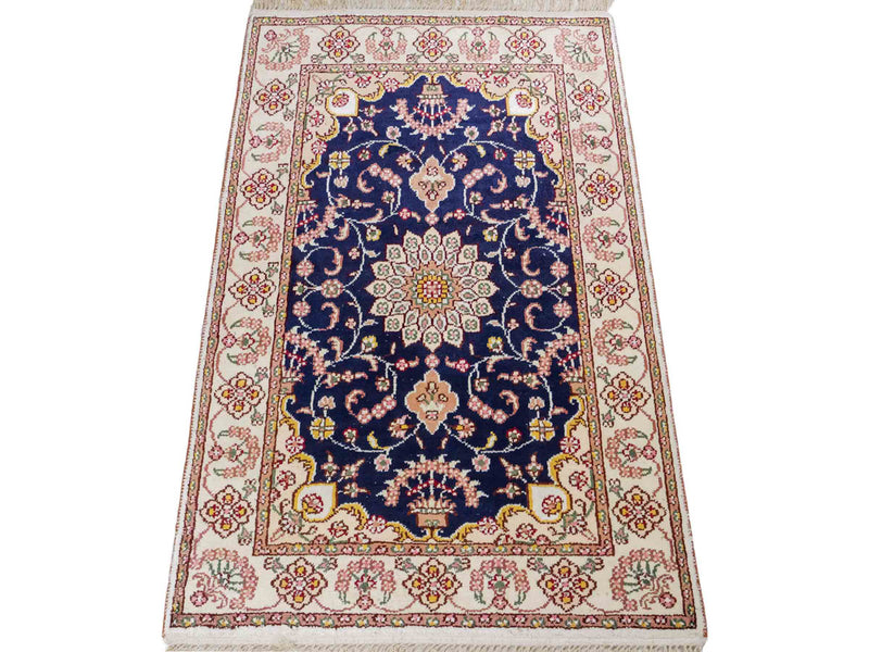 Seidenteppich - China Seide - 91 x 61 cm - dunkelblau