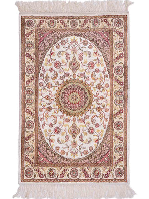 Silk Rug - Chinese Silk - 90 x 59 cm - cream