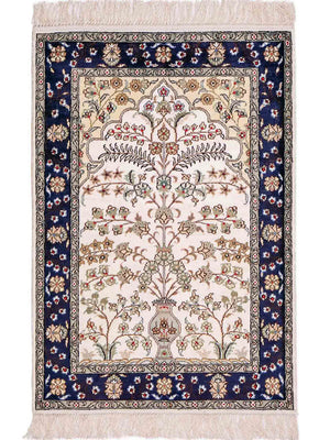 Silk Rug - Chinese Silk - 90 x 62 cm - beige