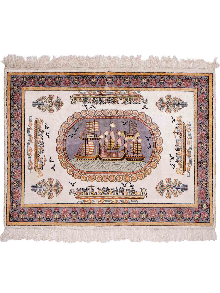 Silk Rug - Chinese Silk - 121 x 95 cm - beige