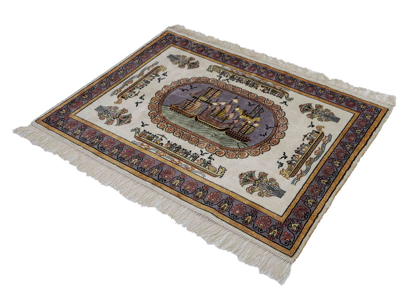 Silk Rug - Chinese Silk - 121 x 95 cm - beige
