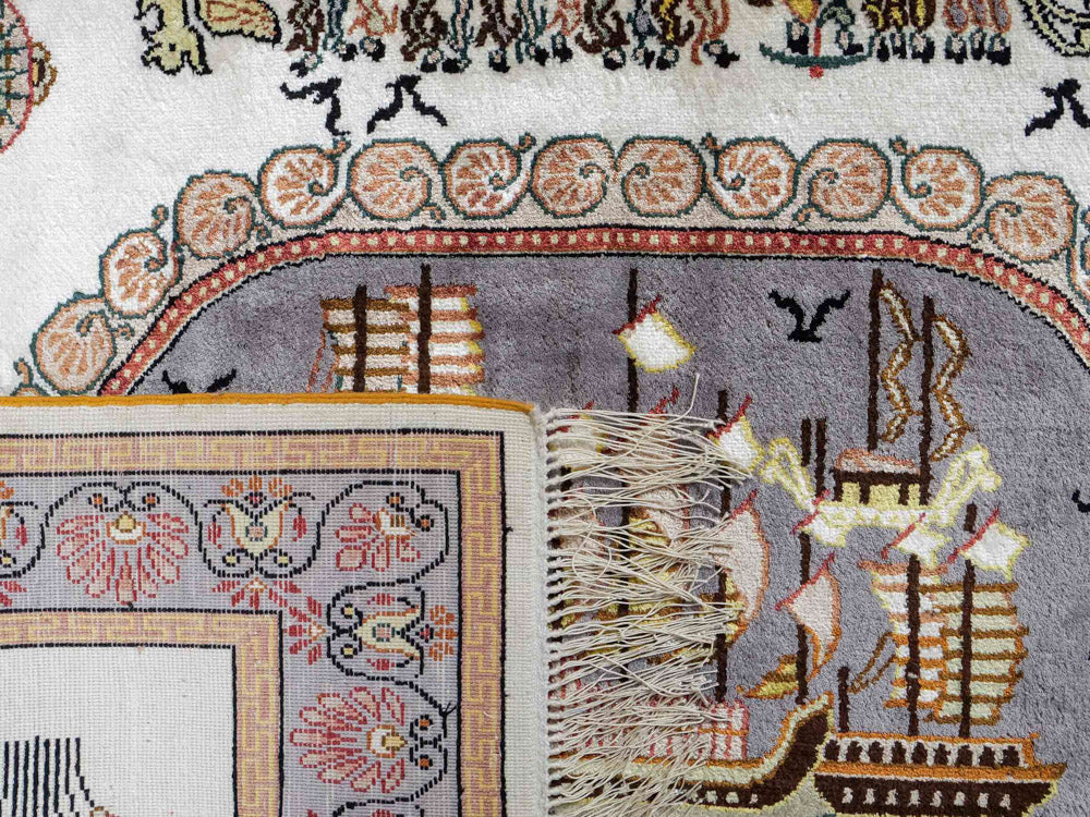 Silk Rug - Chinese Silk - 121 x 95 cm - beige