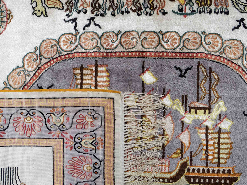 Silk Rug - Chinese Silk - 121 x 95 cm - beige