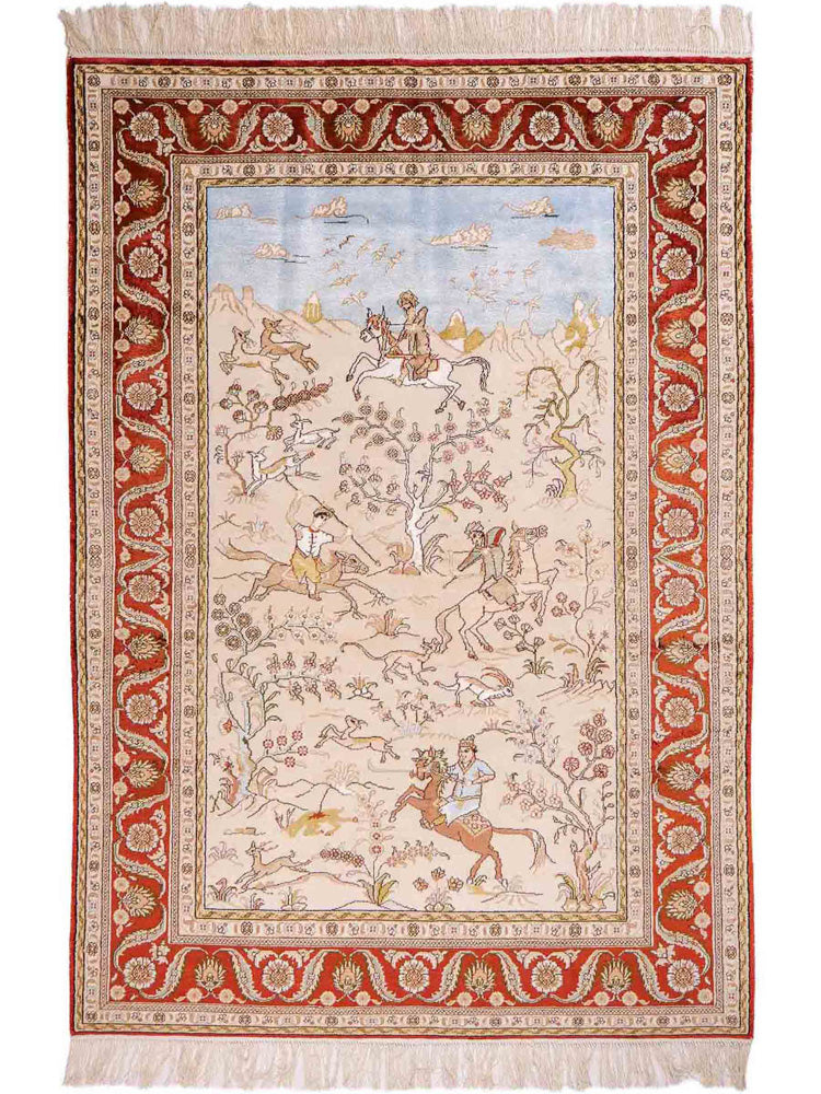 Chinese Silk Rug 123x178cm - Oriental Rug