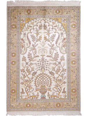 Silk Rug - Chinese Silk - 183 x 124 cm - beige