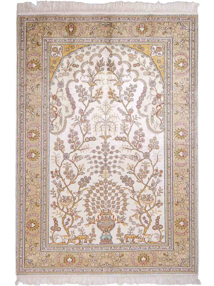 Silk Rug - Chinese Silk - 183 x 124 cm - beige