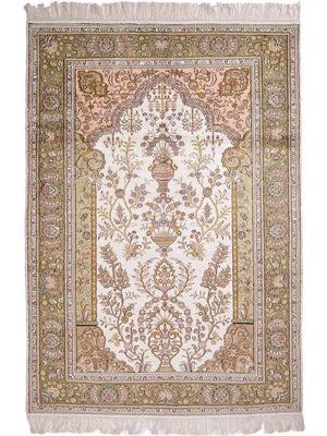 Silk Rug - Chinese Silk - 181 x 123 cm - beige