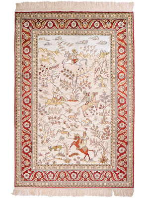Silk Rug - Chinese Silk - 193 x 121 cm - beige