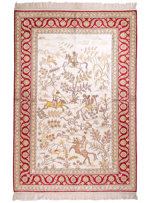 Silk Rug - Chinese Silk - 185 x 127 cm - beige