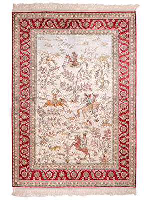 Silk Rug - Chinese Silk - 180 x 124 cm - beige