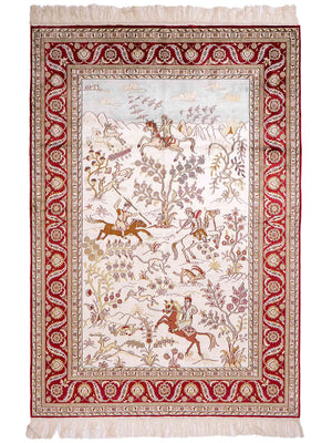 Silk Rug - Chinese Silk - 185 x 124 cm - beige