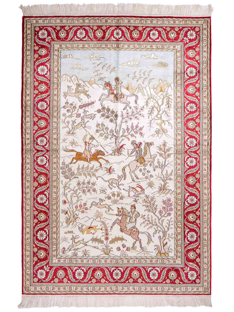 Seidenteppich - China Seide - 185 x 126 cm - beige