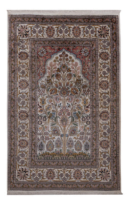 Silk Rug - Kashmir Silk - 186 x 116 cm - dark beige