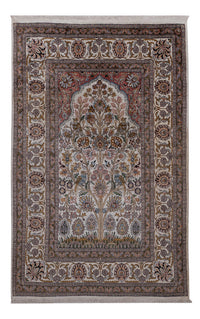 Silk Rug - Kashmir Silk - 186 x 116 cm - dark beige