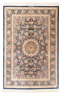 Silk Rug - Ghom Silk - Premium - 152 x 100 cm - dark blue