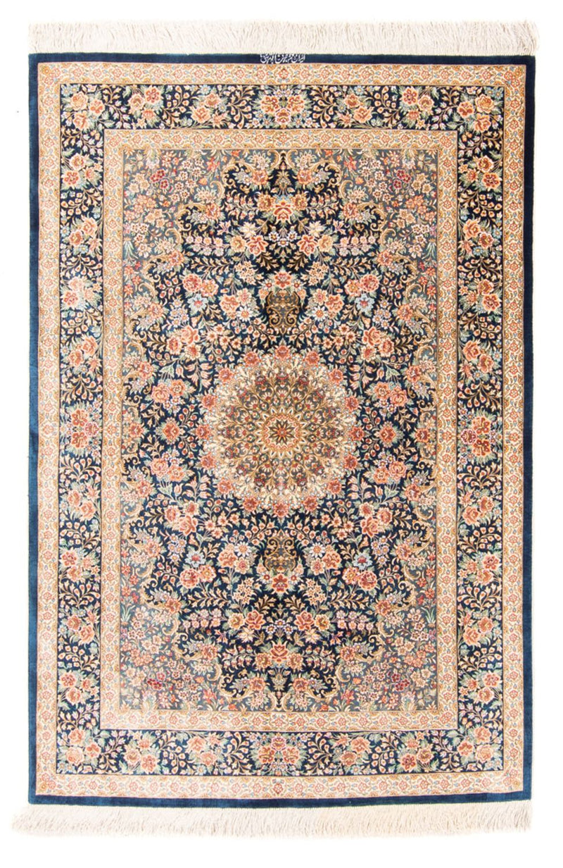 Silk Rug - Ghom Silk - Premium - 152 x 100 cm - dark blue