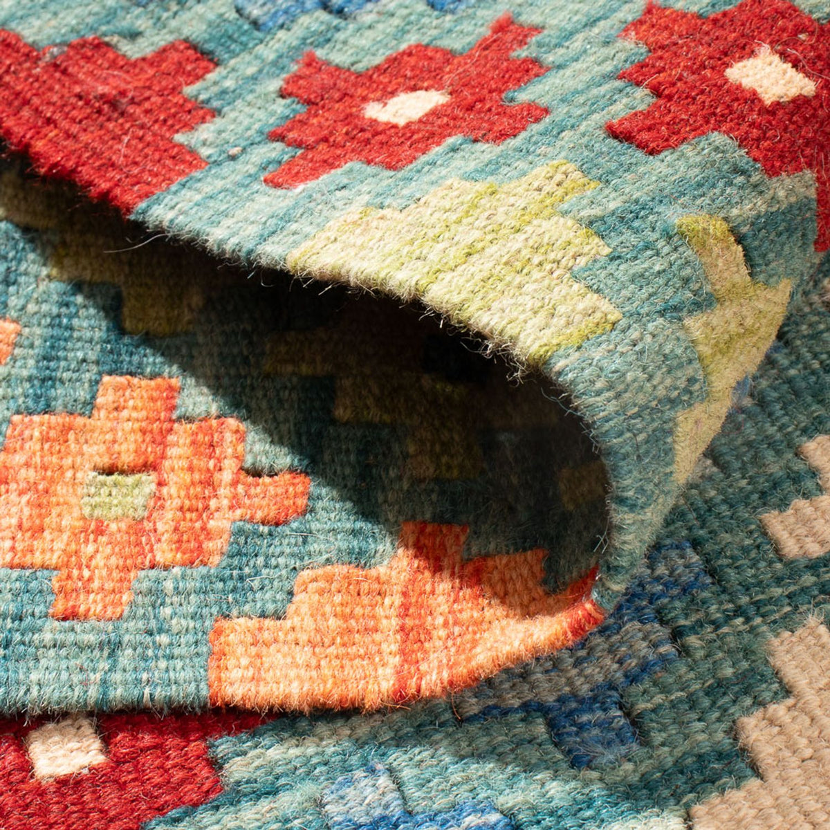 Kelim Rug - Splash square  - 88 x 90 cm - multicolored