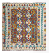 Kelim Rug - Splash square  - 207 x 203 cm - multicolored