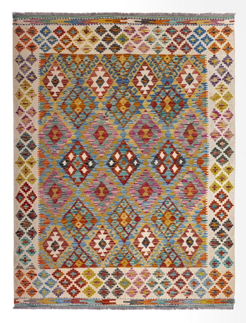 Kelim Rug - Splash - 197 x 150 cm - multicolored