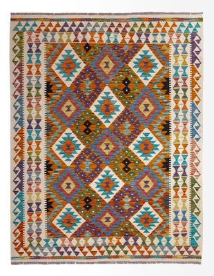 Kelim Rug - Splash - 196 x 150 cm - multicolored