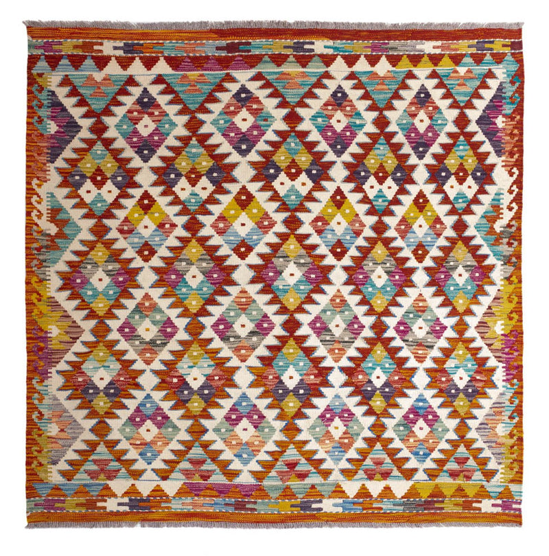 Kelim Rug - Splash square  - 152 x 152 cm - multicolored