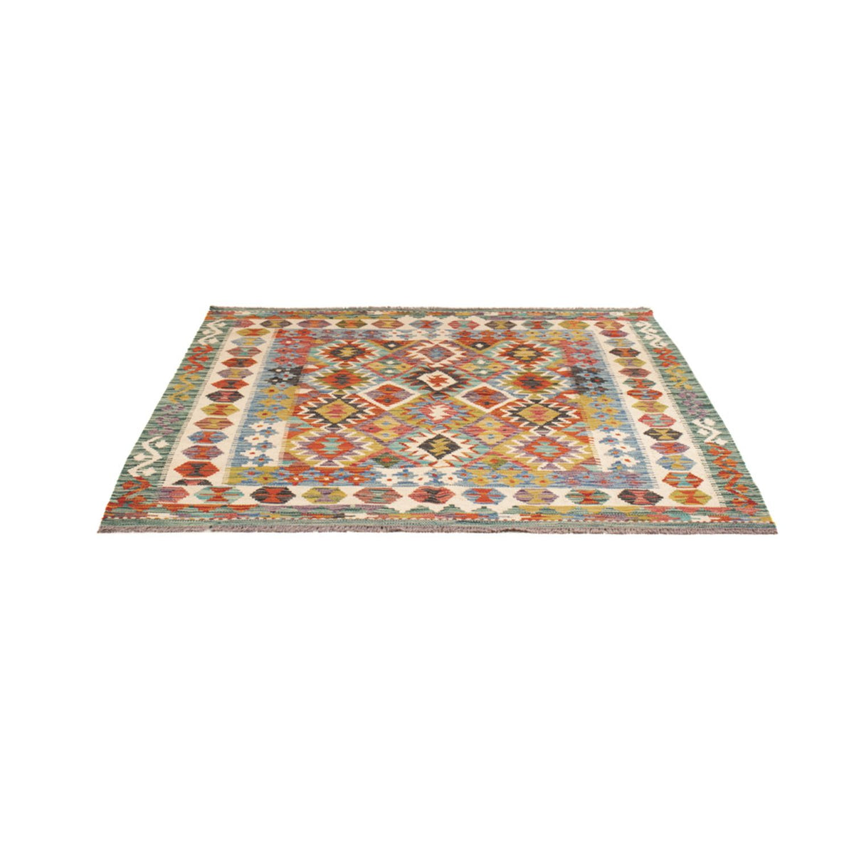 Kelim Rug - Splash square  - 154 x 154 cm - multicolored