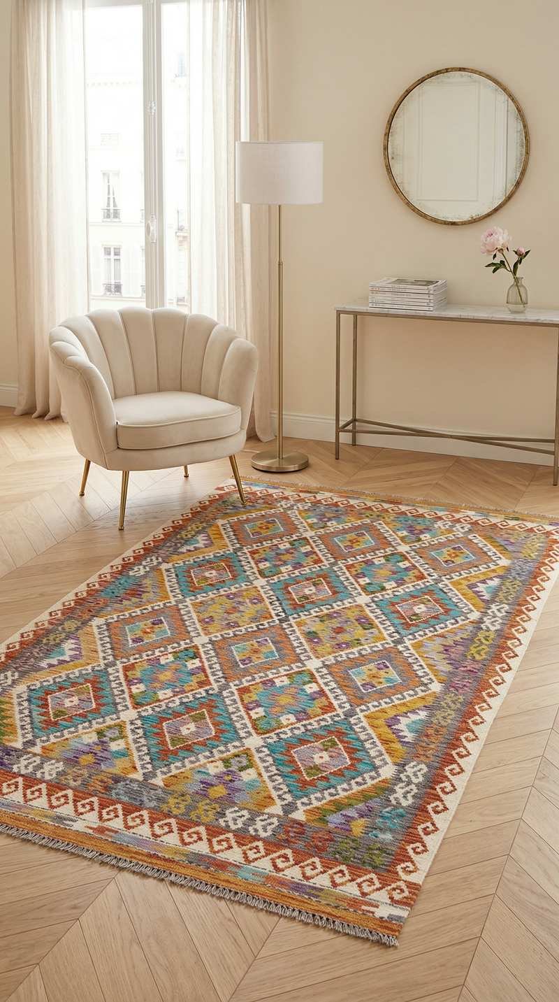 Kilim Maimana Rug 246x153cm - Wool Rug