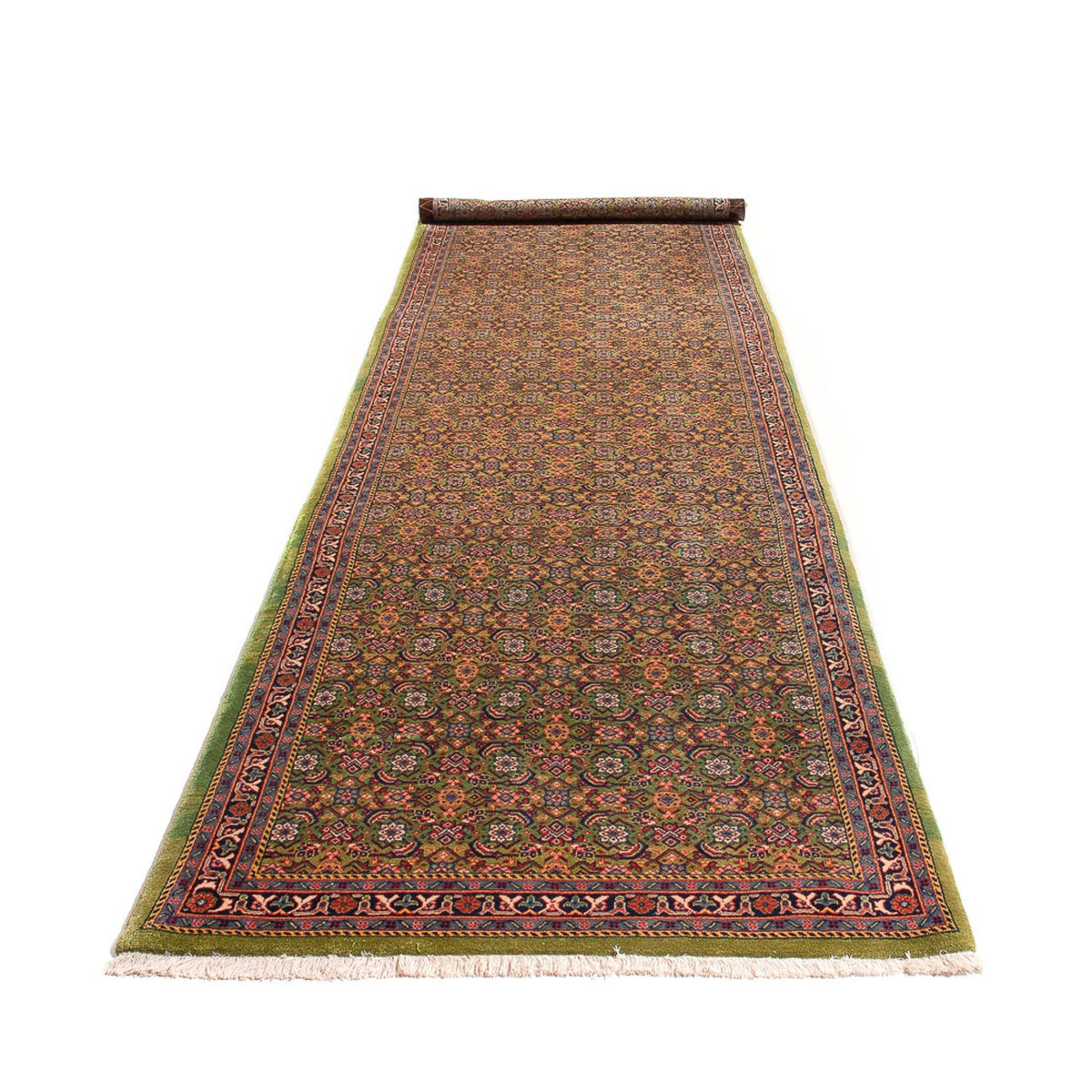 Runner Perser Rug - Tabriz - Royal - 377 x 100 cm - light green