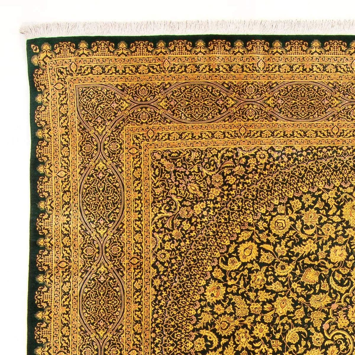 Silk Rug - Ghom Silk - Premium - 294 x 196 cm - olive green