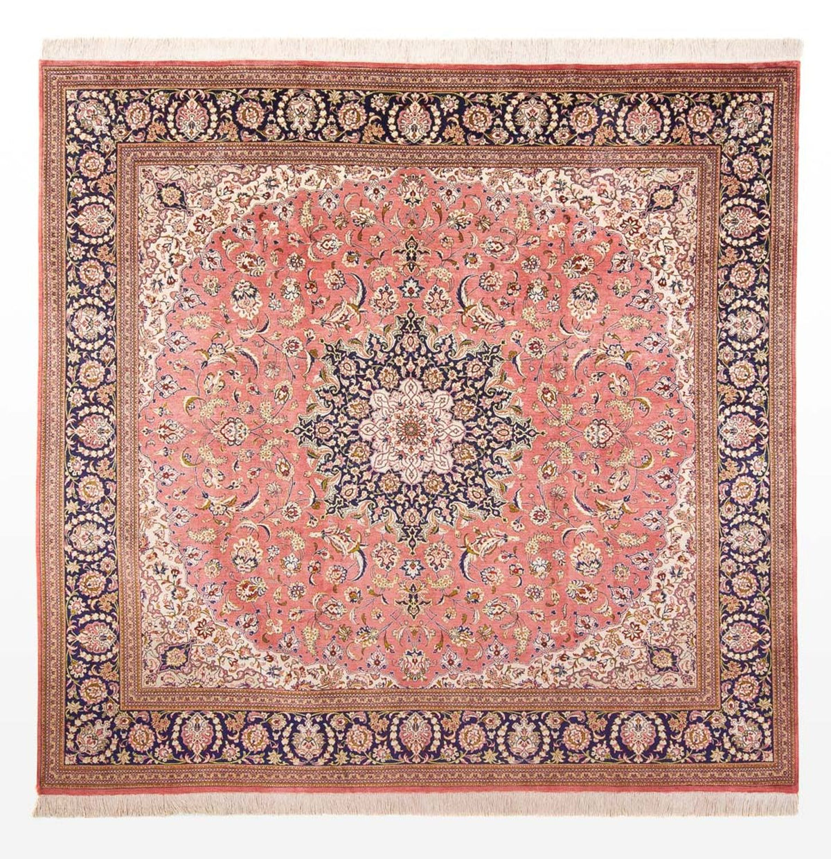 Silk Rug - Ghom Silk - Premium square  - 247 x 247 cm - light red