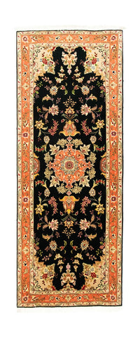 Runner Perser Rug - Tabriz - Royal - 215 x 83 cm - black