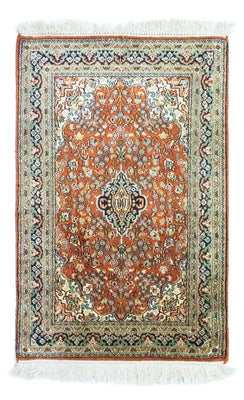 Silk Rug - Kashmir Silk - 94 x 63 cm - rust