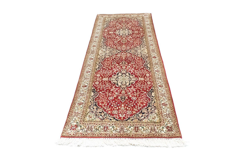 Runner Silk Rug - Kashmir Silk - 237 x 80 cm - red