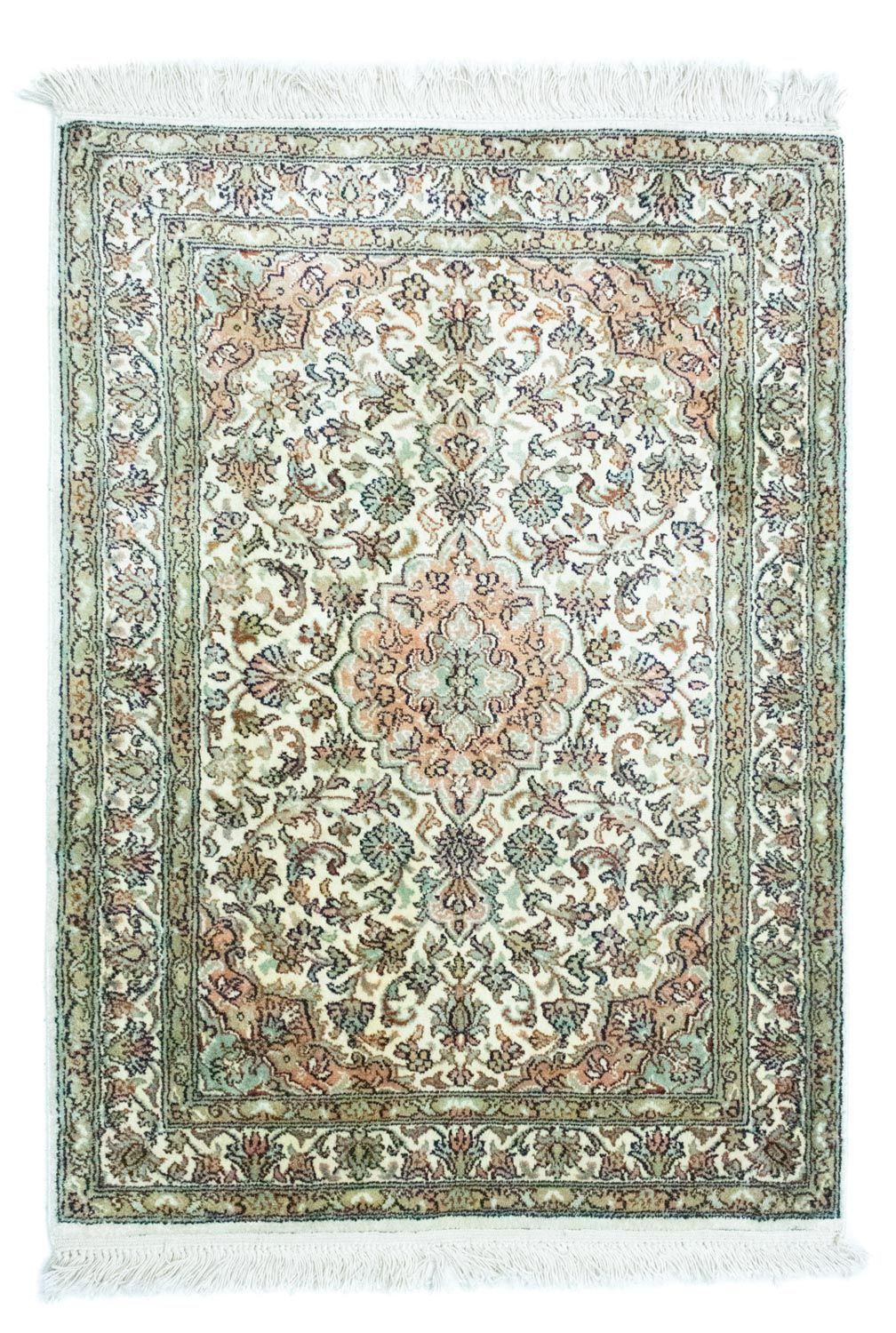 Silk Rug - Kashmir Silk - 90 x 66 cm - beige