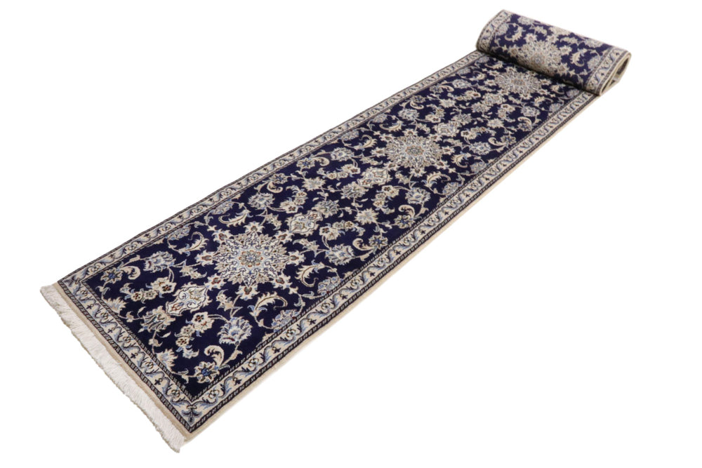 Runner Perser Rug - Nain - 389 x 80 cm - dark blue
