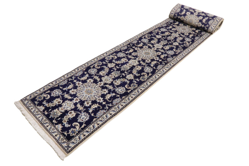 Runner Perser Rug - Nain - 389 x 80 cm - dark blue