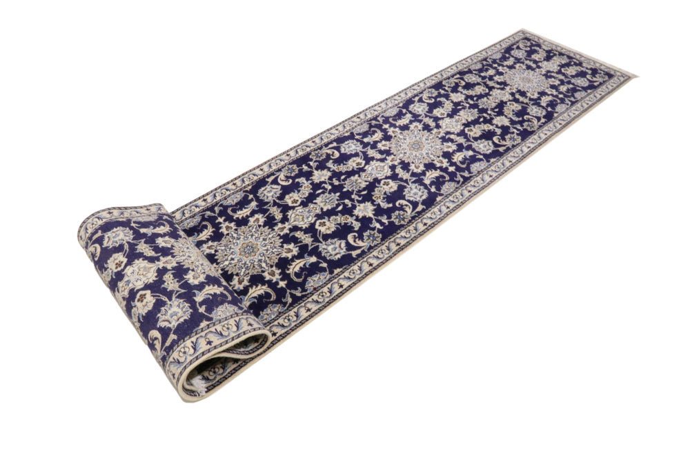 Runner Perser Rug - Nain - 389 x 80 cm - dark blue