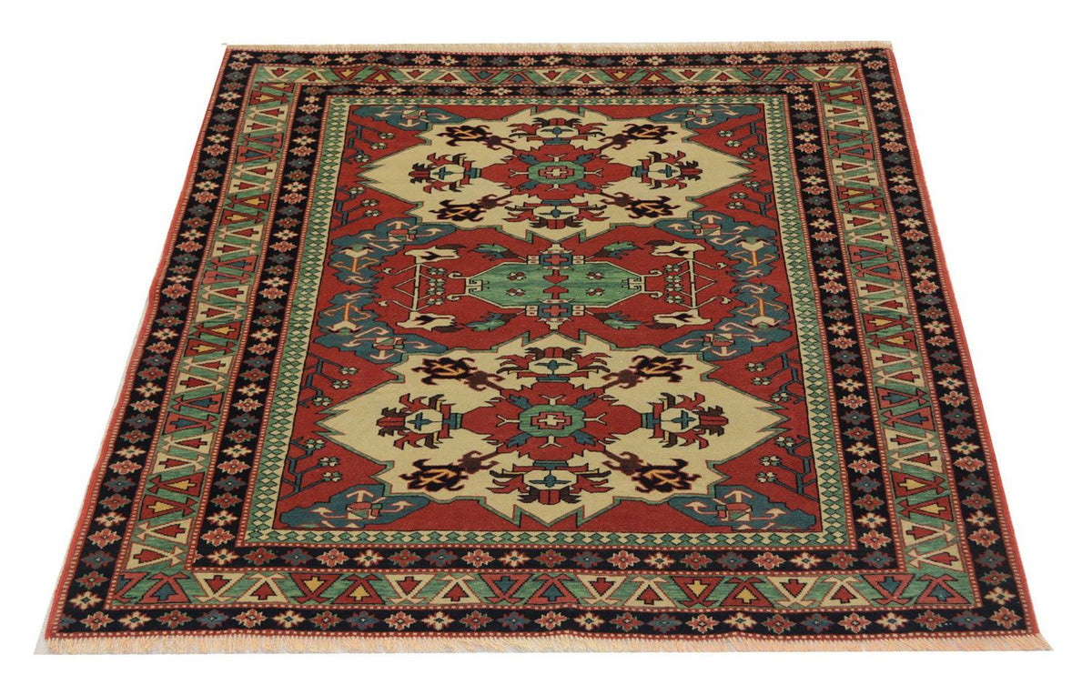 Afghan Rug square  - 145 x 135 cm - red