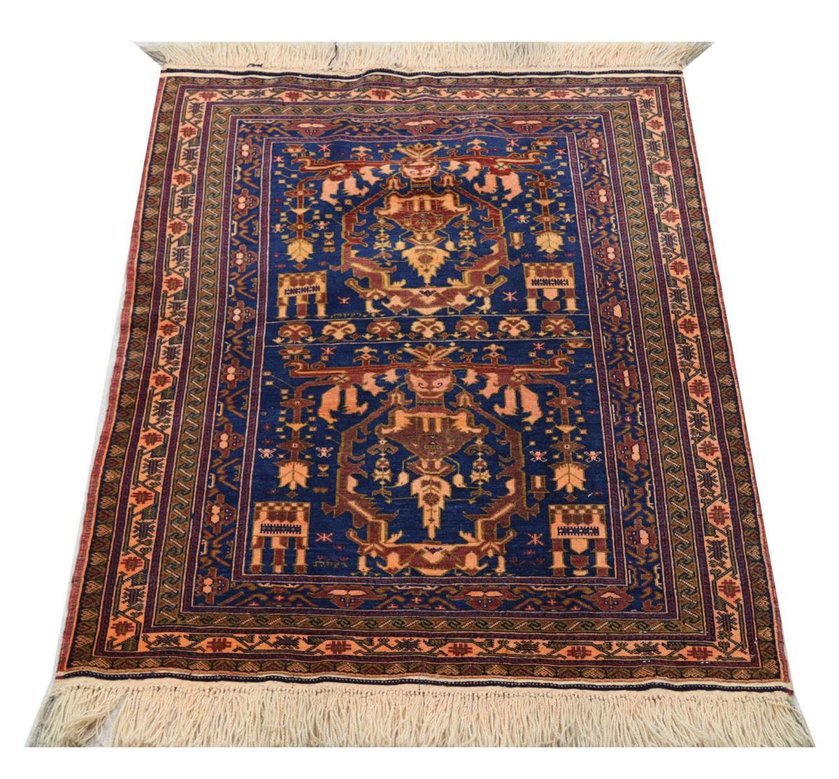 Afghan Rug - 136 x 95 cm - blue