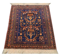 Afghan Rug - 136 x 95 cm - blue
