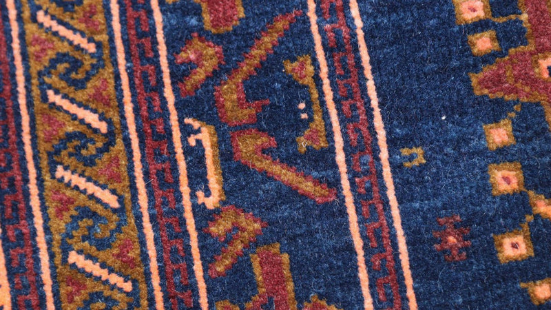 Afghan Rug - 136 x 95 cm - blue